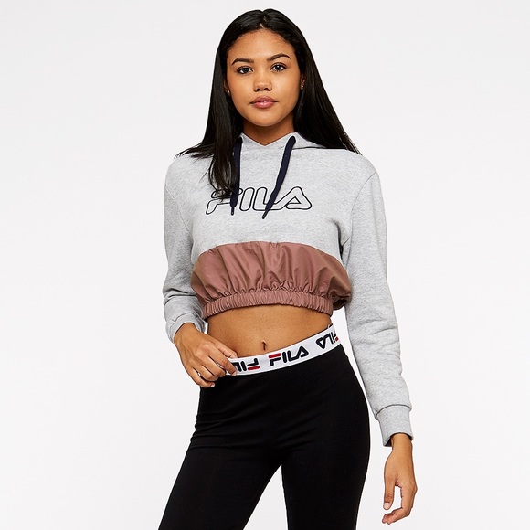 FILA Dora Cropped Iridescent Fleece Cropped Hoodie Sweatshirt Y2K style - Picture 12 of 12